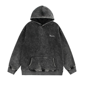 High Quality Sunfade Hooded Sweatshirt <b>Men</b> Oversized Cotton French Terry Casual Streetwear <b>Pullover</b> With Front Pocket Design - Product Image 2