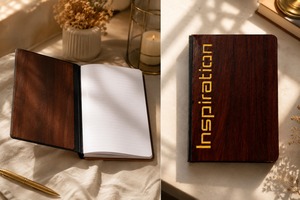 Custom Logo Diary Gift Wood Cover Notebook Hollowed Out Carved Wooden Cover Notepad Message Book Wood Notebook - Product Image 3