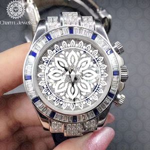 Charm Jewels Luxury Stainless Steel Round Analog Quartz Watch With Sapphire Crystal 43mm <b>Chronograph</b> Women Folding Clasp - Product Image 1