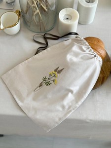 Sac à pain en coton fait main avec broderie de branche d'olivier OEM - Product Image 2