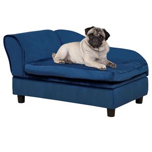 Divano Letto Moderno Blu per Animali Domestici, Morbido Divano con Contenitore per Cani e Gatti di Piccola Taglia, Arredamento in Schiuma Morbida - Product Image 1