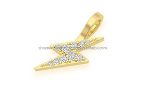 Pendentif Éclair Bling Personnalisé Plaqué Or 14K avec Grappe de Diamants Naturels, Collier Tendance en Bijoux Fins, Charme Cadeau - Product Image 4