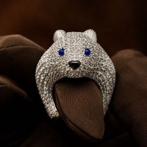 Animal Face Moissanite <b>Ring</b> 925 Sterling Silver Iced Out Round Diamond <b>Crystal</b> Band for Women Gift <b>Ring</b> - Product Image 1