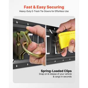 Kit de rails de fixation E-Track de 2,35 m (7,7 pi) avec 2 sangles à cliquet, 8 anneaux en O, 8 attaches de fixation et 8 embouts pour le contrôle de la cargaison dans les garages et les remorques - Product Image 5