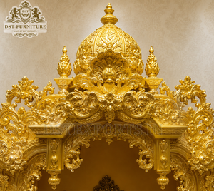 Templo Tradicional de Madera de Teca Estilo Swaminarayan para el Hogar, Muebles de Templo Hindú Dorados de Primera Calidad para el Culto Hindú, Fabricante - Product Image 4