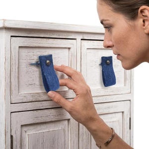 Poignée de tiroir en tissu denim bleu, forme rectangulaire, design moderne, pour commode, salon, cuisine, chambre, salle de bain, rangement, placard - Product Image 3