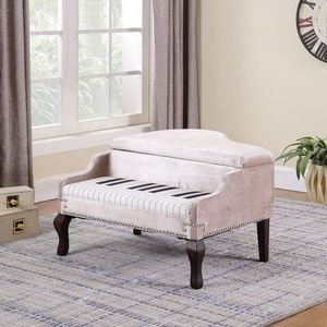21 pollici Beige pianoforte argento nailhead Storage Ottoman elegante sgabello e ottomana per un'organizzazione efficiente - Product Image 3