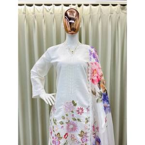 Magnifique ensemble haut-bas et dupatta en mousseline de soie pour soirée, taille XL - Product Image 3