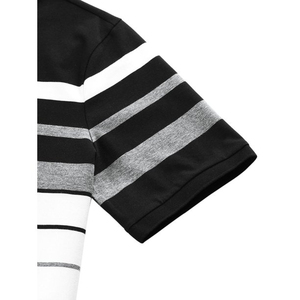 Polo à manches courtes rayé pour homme, tissu Oxford, vêtements décontractés, motif noir, blanc, gris, coupe classique - Product Image 3
