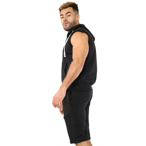 Ensemble 2 pièces en coton personnalisé avec logo, design tendance, vêtements décontractés, résistant et respirant, idéal pour l'été, comprenant un sweat à capuche et un short. - Product Image 5