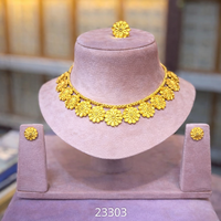 Parure de bijoux ethniques traditionnels plaqués or pour mariée, modèle 23287, collier pendentif motif rond, colliers ras-du-cou tendance
