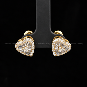 Boucles d'oreilles clous en or jaune 10K avec diamants de laboratoire ronds de 0,38 carat, motif floral, bijoux minimalistes pour tous les jours, cadeau - Product Image 5