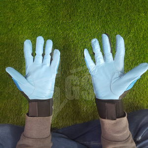 Gants de frappe en cuir bleu de qualité supérieure avec paume rembourrée et fermeture auto-agrippante pour l'entraînement, unisexe adulte - Product Image 4