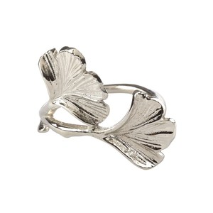 <b>Silver</b> Ginkgo Leaf Shaped <b>Napkin</b> Ring Metal Decorative Tabletop Holder For Kitchen Dining Table And Modern Home Decoration - Product Image 3