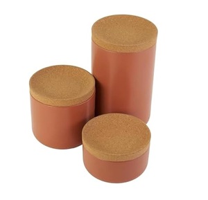 Matte Terracotta <b>Storage</b> Canister Cork Lid Airtight Seal Modern <b>Kitchen</b> Organizer Minimal Countertop <b>Storage</b> Solution - Product Image 4