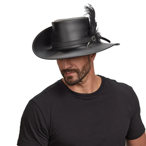 Customized Unisex Adjustable Breathable Genuine Leather Cowboy <b>Hat</b> For Adults With Custom Logo Embroidery Four Seasons - Product Image 5