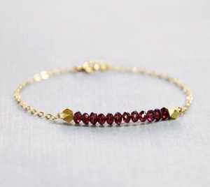 Garnet Bracelet 925 Sterling Silver 14k Gold Plated Chain January Birthstone Minimalist Women Jewelry Wholesale Supplier - Product Image 1