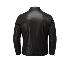 Blouson de motard noir pour homme en polyester/coton – Coupe ajustée, écologique, respirant, manteau d'hiver pour moto, motif personnalisé, logo avant décontracté - Product Image 2