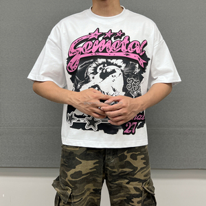 <b>White</b> 100% Cotton Men's Street Style Casual Short Sleeve Summer Breathable Silk Screen Printed Front Logo Design Anti-UV <b>V</b>-<b>neck</b> - Product Image 2