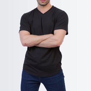 T-shirt col V 100 % coton pour homme, style tendance, haute qualité, impression personnalisée, style streetwear, séchage rapide - Product Image 2