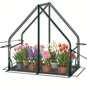 Mini serre portable 36'' x 20'' x 34'' en PVC transparent pour plantes, tente de culture, imperméable, résistante au vent, avec cadre métallique et tapis de fond en PE - Product Image 2