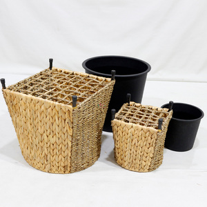Handmade Eco-Friendly Water Hyacinth <b>Planters</b> Black <b>Plastic</b> Pot Modern Minimalist Design Garden Outdoor Home - Product Image 2