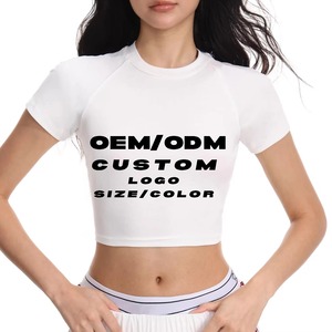 Regular Fit Summer Breathable Women's <b>Crop</b> <b>Top</b> T-Shirts Cotton OEM ODM Customizable Street Style - Product Image 6