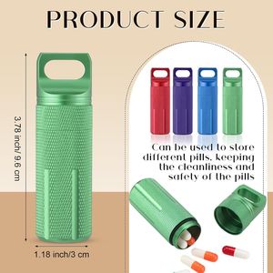 4 Pcs Portable Keychain Pill Organizer Waterproof Aluminum Airtight <b>Travel</b> <b>Container</b> Match Storage Cases for Medication - Product Image 3