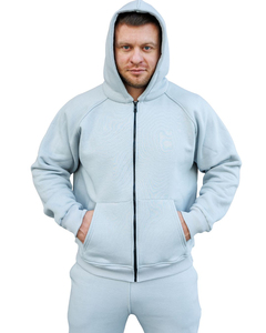 ชุดวอร์มลำลองผู้ชายผ้าฝ้ายฟลีซ เสื้อฮู้ดและกางเกงจ็อกเกอร์ ซิปเต็มตัว ออกแบบชุดกีฬาได้ตามต้องการ - Product Image 5