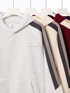 Hoodies Fabricant Fourniture En Gros Personnalisé 330 Gsm 100% Polyester Manches Raglan Hoodies Stripe Hoodies - Product Image 5