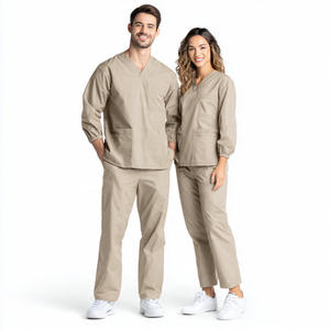 Ensembles de blouses médicales personnalisées en gros pour hommes et femmes, ensemble haut à col en V et pantalon à manches longues - Product Image 6