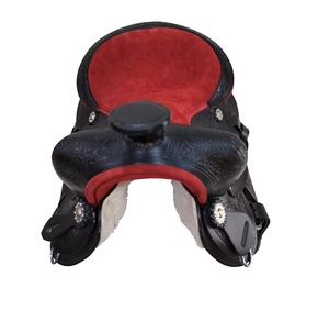 Selle de cheval Western en cuir de buffle avec rembourrage rouge, quincaillerie en cuir, arceau en bois, modèle Srs00155, taille 17 pouces - Product Image 2