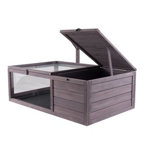 Terrario in Legno a 2 Ambienti per Tartarughe con Supporto per Lampada Sospesa, Recinto per Rettili da Interno ed Esterno per Tartarughe e Altri Animali - Product Image 1