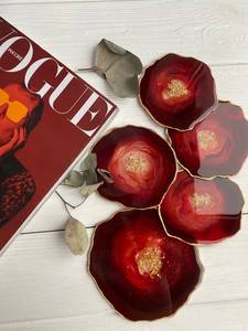 Elegant Resin Coaster Set With Glossy Finish For Contemporary Home Styling And <b>Table</b> <b>Protection</b> Functionality - Product Image 4