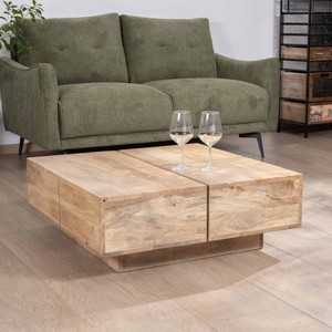 Table basse carrée Vandana Silver Design de style contemporain, en bois massif naturel - Product Image 2
