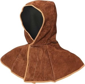 Capuche de protection pour la tête et le cou en daim marron, résistante à la chaleur et ignifuge, pour le soudage - Product Image 5