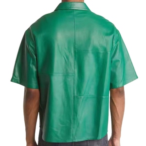 เสื้อเชิ้ตผู้ชายหนังแท้ทำมือระดับพรีเมียม สวมใส่สบาย ทรงเข้ารูป ระบายอากาศได้ดี หนังแกะ สไตล์สตรีท ผลิตจากโรงงาน ออกแบบ OEM - Product Image 3