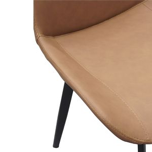 Set di 2 Sedie da Pranzo Moderne in Pelle PU Marrone con Gambe in Metallo per Cucina, Ristorante, Soggiorno e Sala Riunioni - Product Image 2