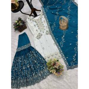 Ensemble de vêtements DHK magnifique de style indien et pakistanais, taille L, pour soirée, composé d'un haut et d'un bas avec dupatta - Product Image 6