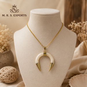 Natural Buffalo And Ox Bone Horn Pendant Necklace Handmade Viking Gothic Medieval Jewelry At Competitive Prices - Product Image 1