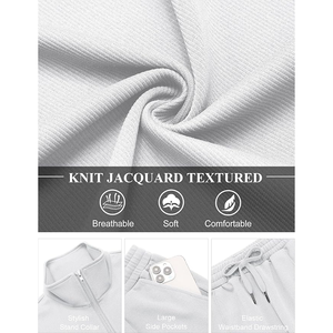 Men's <b>White</b> Knitted <b>Tracksuit</b> Set Solid Color Casual Wear Breathable Polyester Fabric Stand Collar Spring Style - Product Image 5
