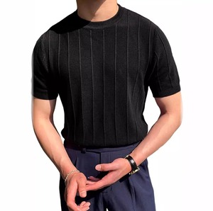 T-shirt décontracté minimaliste streetwear uni à manches courtes en jersey, lavable en machine, tissu prérétréci, coupe classique, pour l'entraînement - Product Image 5