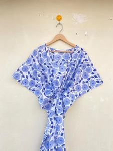 Caftan en coton Caftan floral indien Caftan long Robe pour les mamans Vêtements de nuit pour la plage - Product Image 3