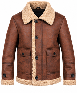 High-quality Winter Sale Casual Bomber Mens Wear Shearling <b>Fur</b> <b>Real</b> Sheepskin Genuine Waterproof Breathable Washed Zipper OEM - Product Image 1