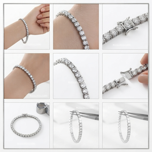 Pulsera de tenis Gigli Rigli Gems de plata de ley 925 con topacio blanco de 3.0 mm, chapada en rodio, joyería diaria de lujo para mujer, regalo - Product Image 3