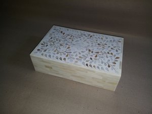 Bone Inlay <b>Keepsake</b> <b>Box</b> Handcrafted Decorative Organizer for Jewelry Collection Rings Earrings Bracelets - Product Image 4