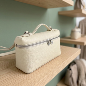 Bolso para teléfono de cuero color crema con cremallera y asa, diseño cruzado pequeño - Product Image 3