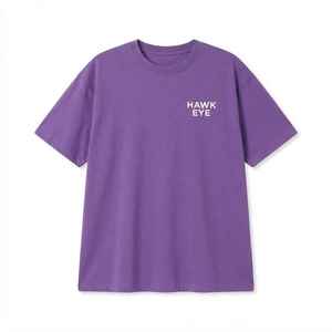 เสื้อยืดคอกลมสีม่วงทรงหลวมสำหรับผู้หญิง พร้อมโลโก้แบบกำหนดเอง แขนสั้น สวมใส่สบาย ผลิตจากผ้าเจอร์ซีย์ฝ้าย 100% - Product Image 6