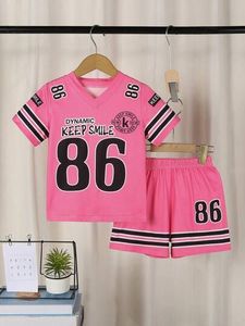Women's <b>White</b> Green 23 Number Striped Two-<b>Piece</b> Shorts <b>Set</b> V-neck Short Sleeve Loose Fit Sporty Breathable Summer Side Stripe - Product Image 5