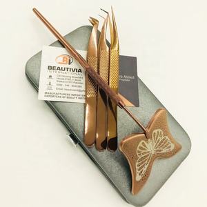 แหนบกระจกรูปผีเสื้อสีโรสโกลด์เครื่องมือต่อขนตาชี้เพื่อความงามแบบมืออาชีพความยั่งยืนส่วนตัว - Product Image 3